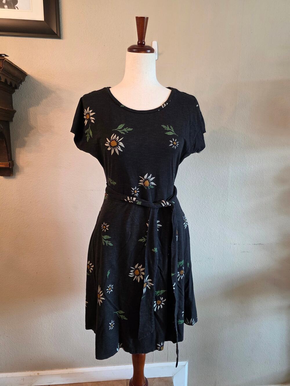 Toad & Co Women's Organic Cotton Casual Cue Wrap Dress Daisy SZ Medium Pockets